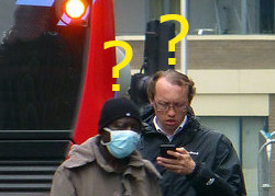 Person wearing a protective face mask